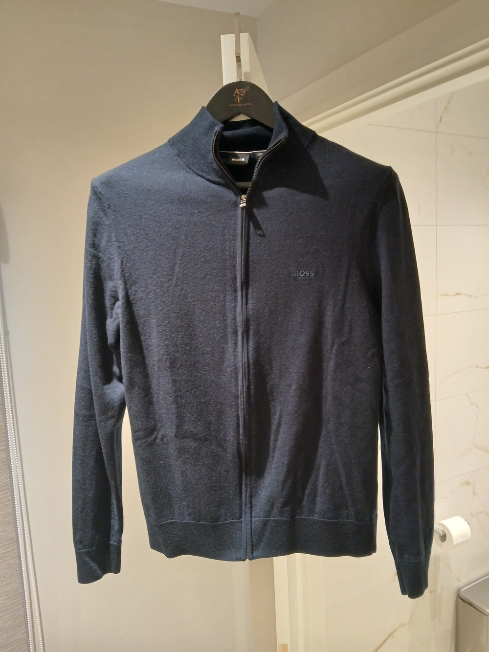 Boss Men's Navy Full-Zip Lightweight Knit Jacket